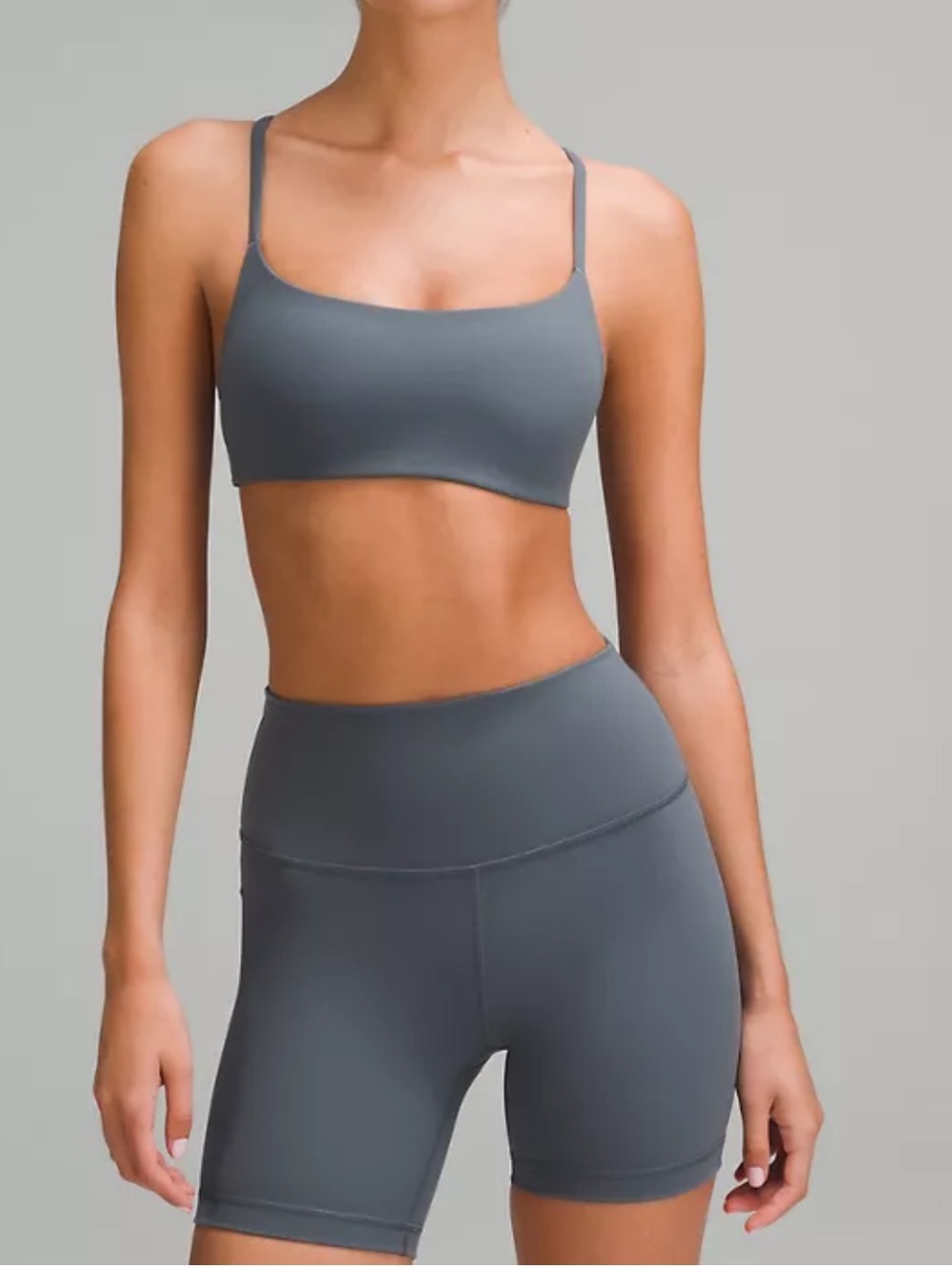 Lululemon align dark gray biker short and sports bra set size 4